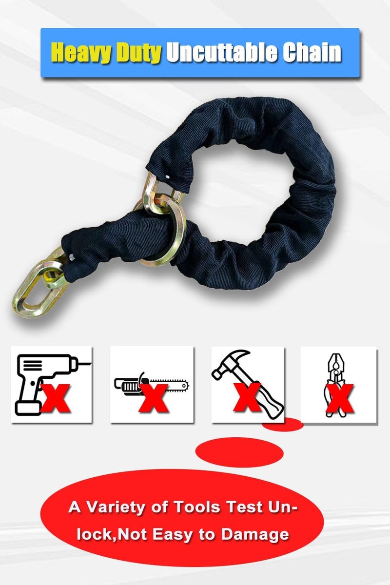 Ribowri Heavy Duty Cut Proof Security Chain 2.6ft x 1/2 "Hardened Steel Cut Proof Lock for Motorcycles Trailers Gates Garage Anti Theft Security Chain【0.8m*12mm】 - Image 5